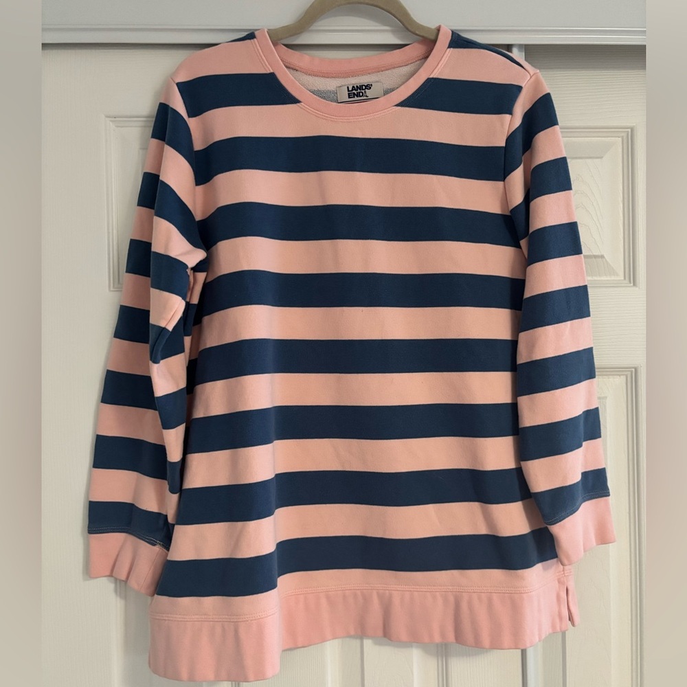 Pink and Blue Striped Crewneck